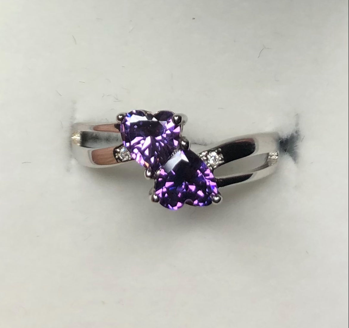 Anillo de Plata 925 con Zirconias modelo Tu y Yo modelo Corazón