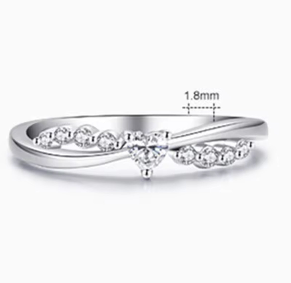 Anillo de Plata 925 con Zirconias modelo Corazón
