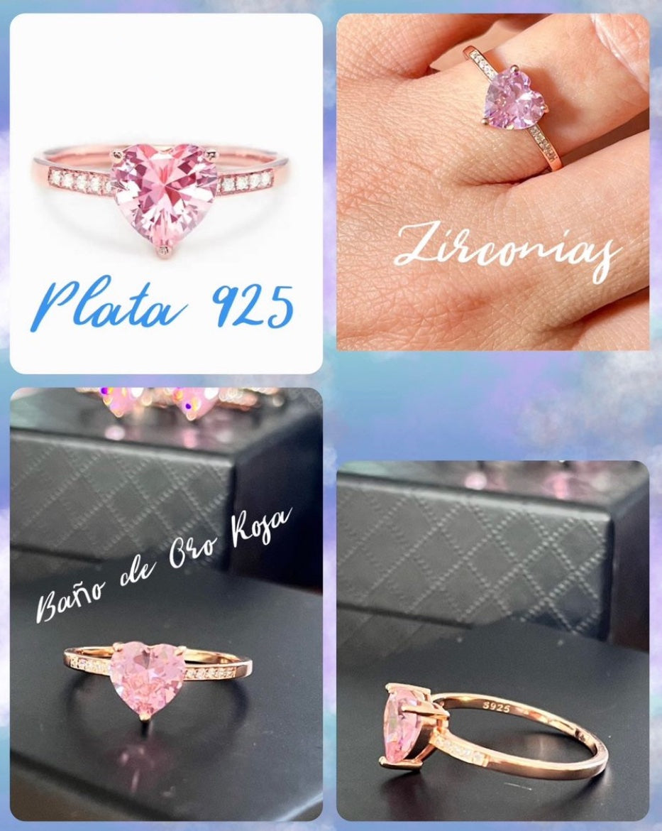 Anillo de Plata 925 bañada en Oro Rosa modelo Corazón