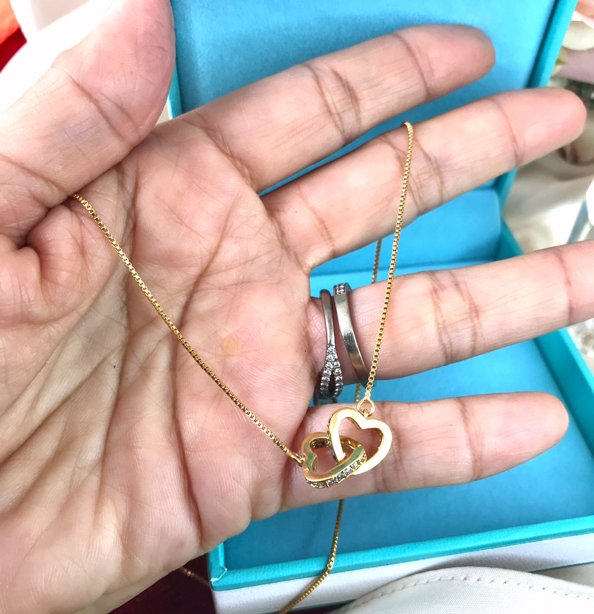 Collar de Chapa de Oro 18k, modelo Doble Corazón