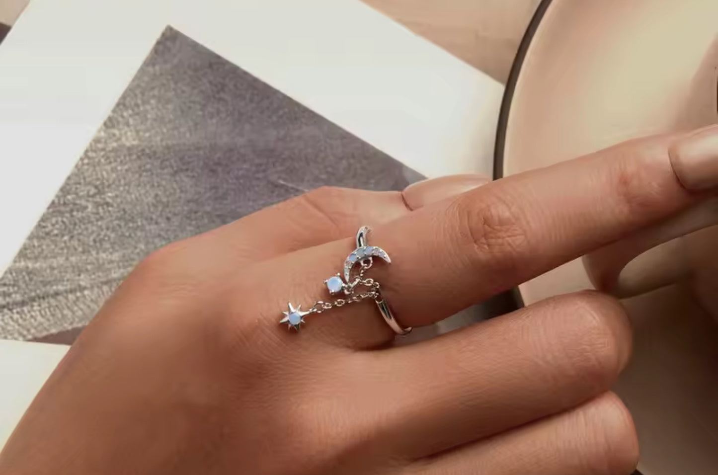 Anillo de Plata 925 con Nano Opalo, Ajustable