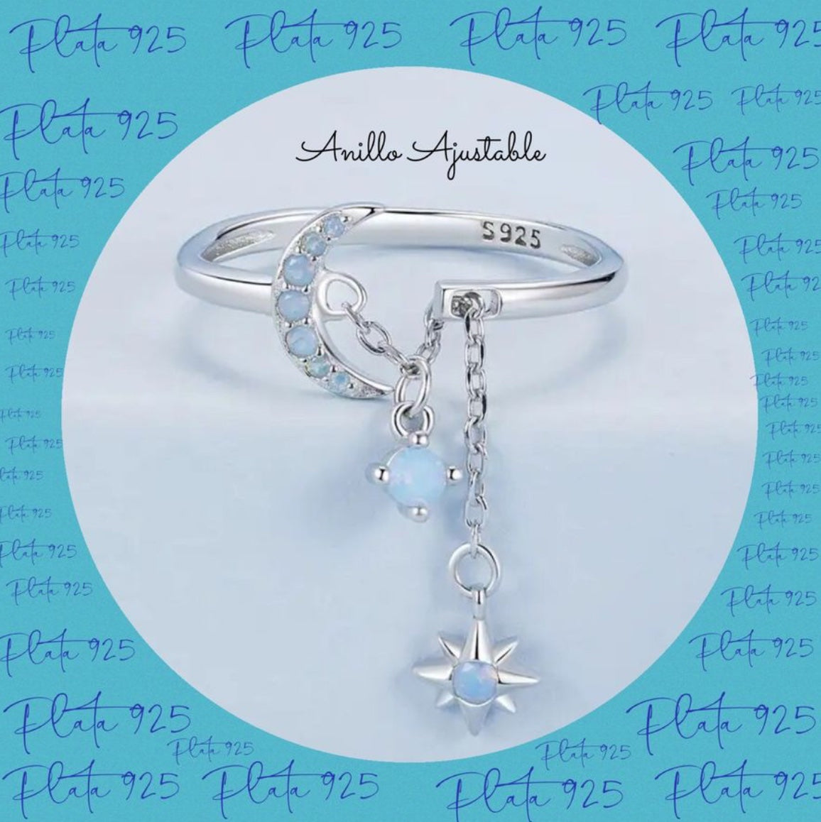 Anillo de Plata 925 con Nano Opalo, Ajustable