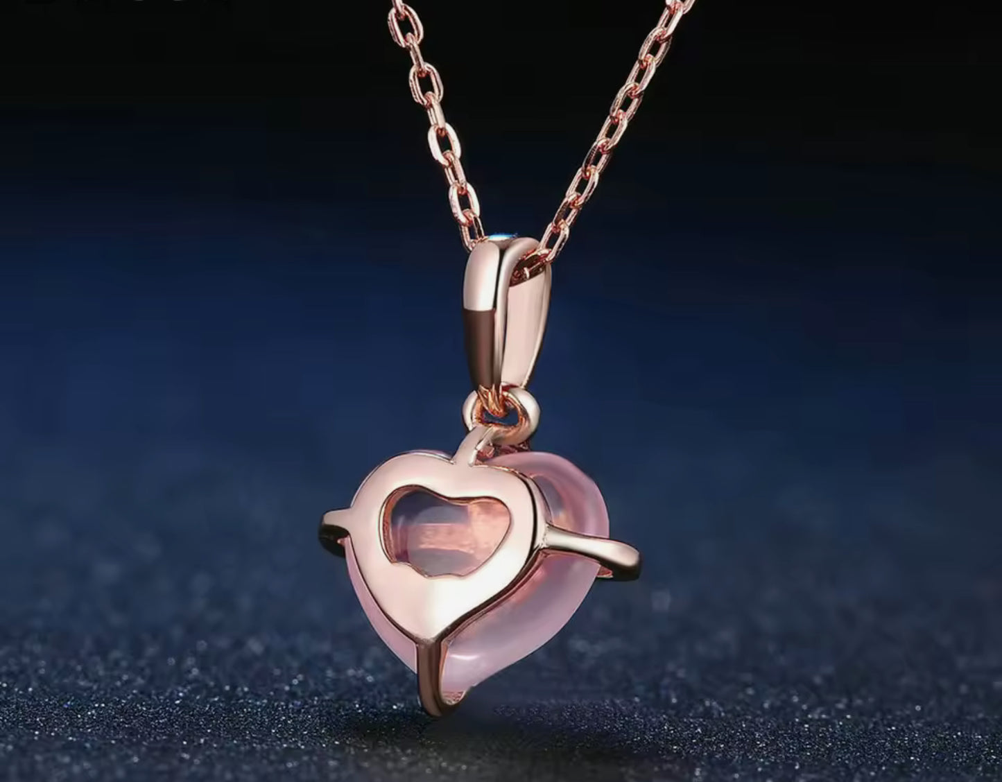 Cadena con Dije de Plata 925 bañada en Oro Rosa con Cuarzo Rosa