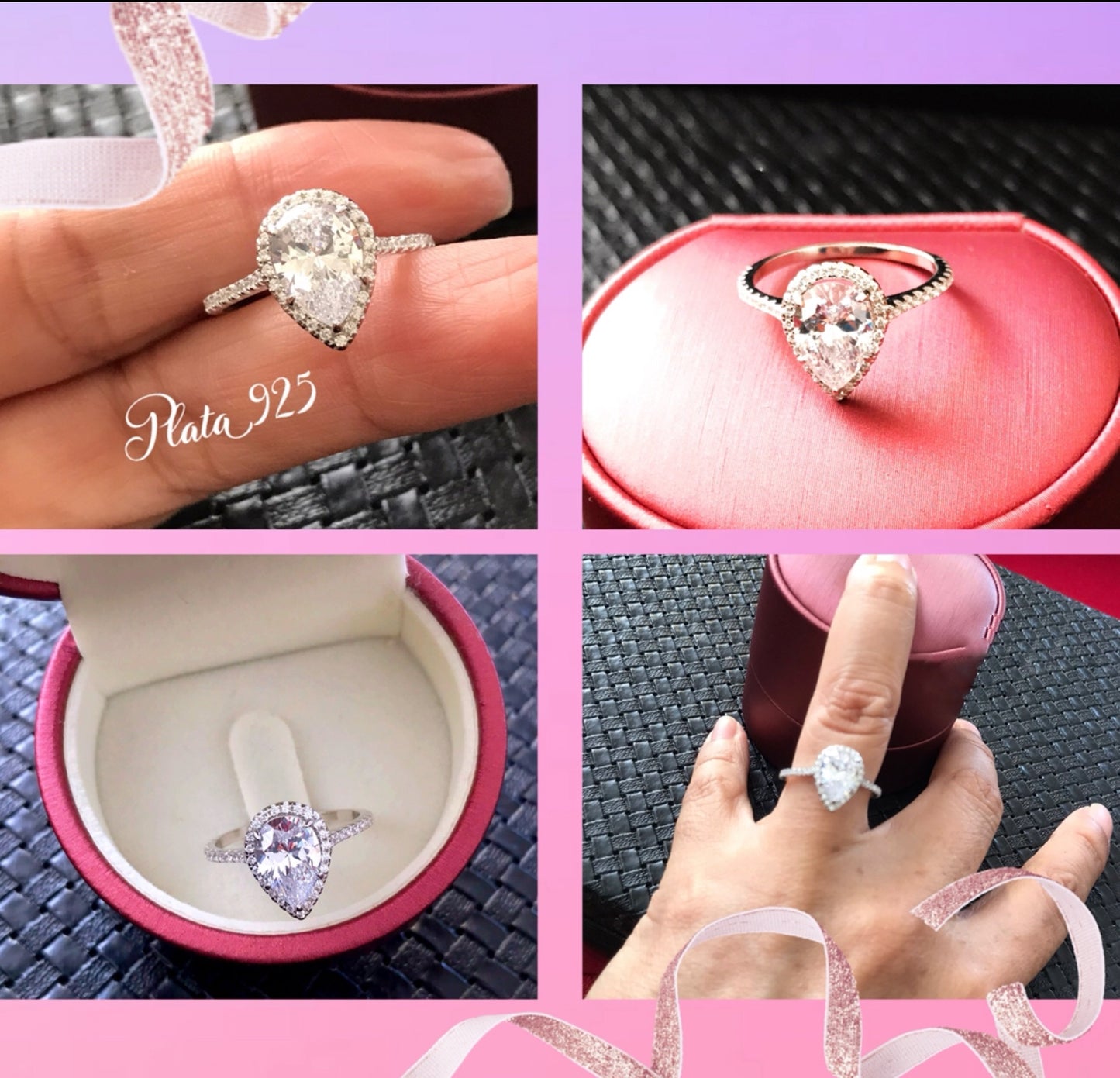 Anillo de Plata 925 con Zirconias modelo Pera