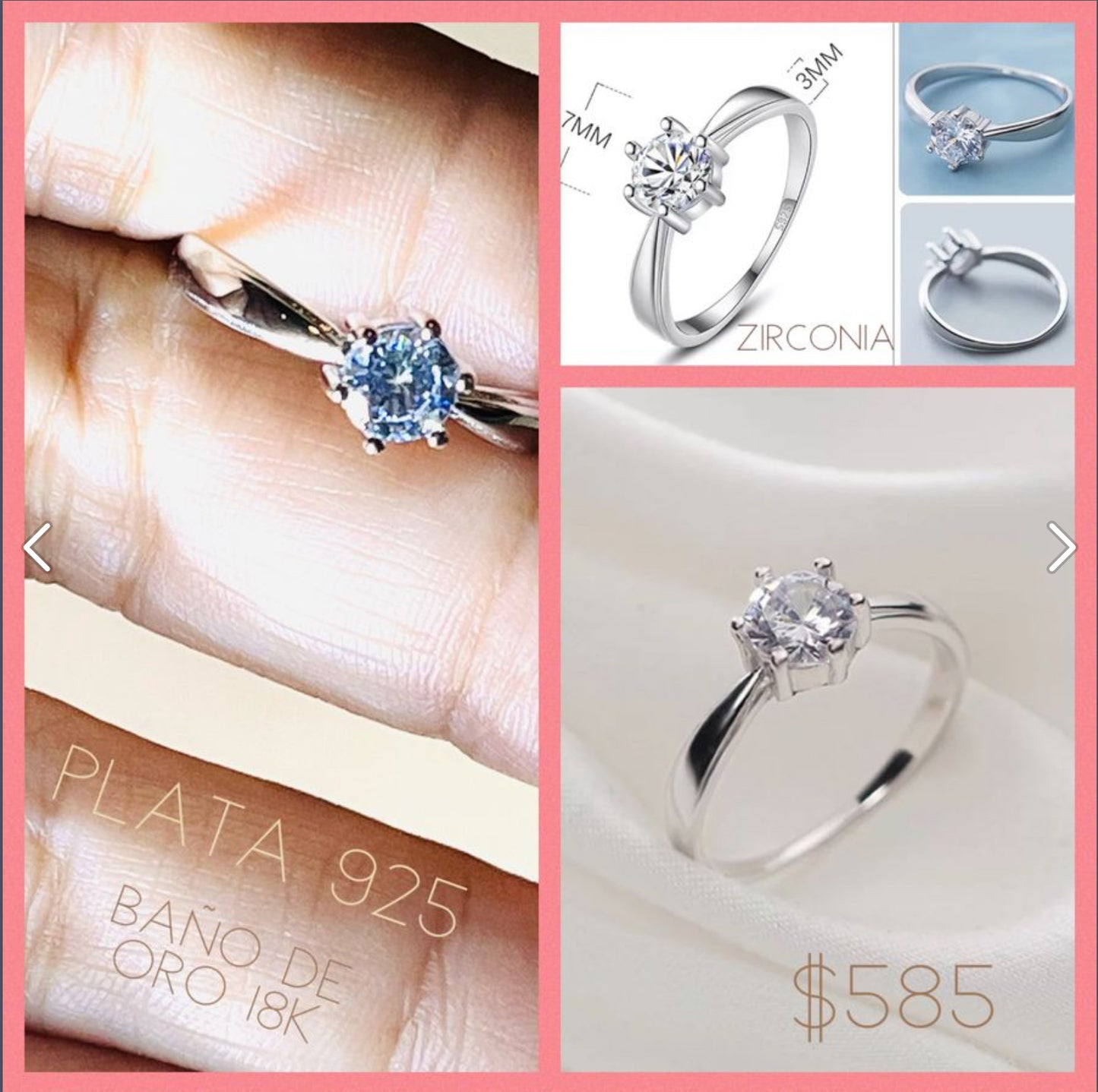 Anillo de Plata 925 con Zirconia