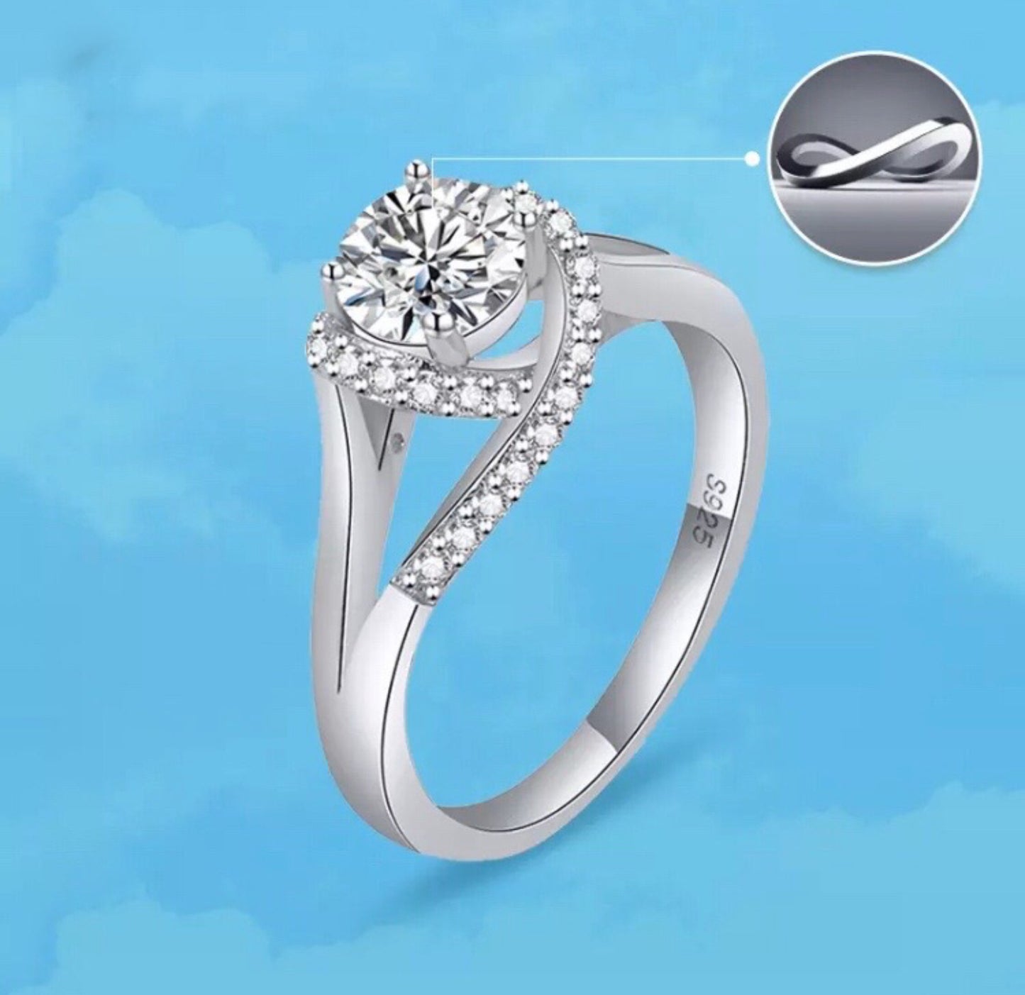 Anillo de Plata 925 con Zirconias modelo Infinito