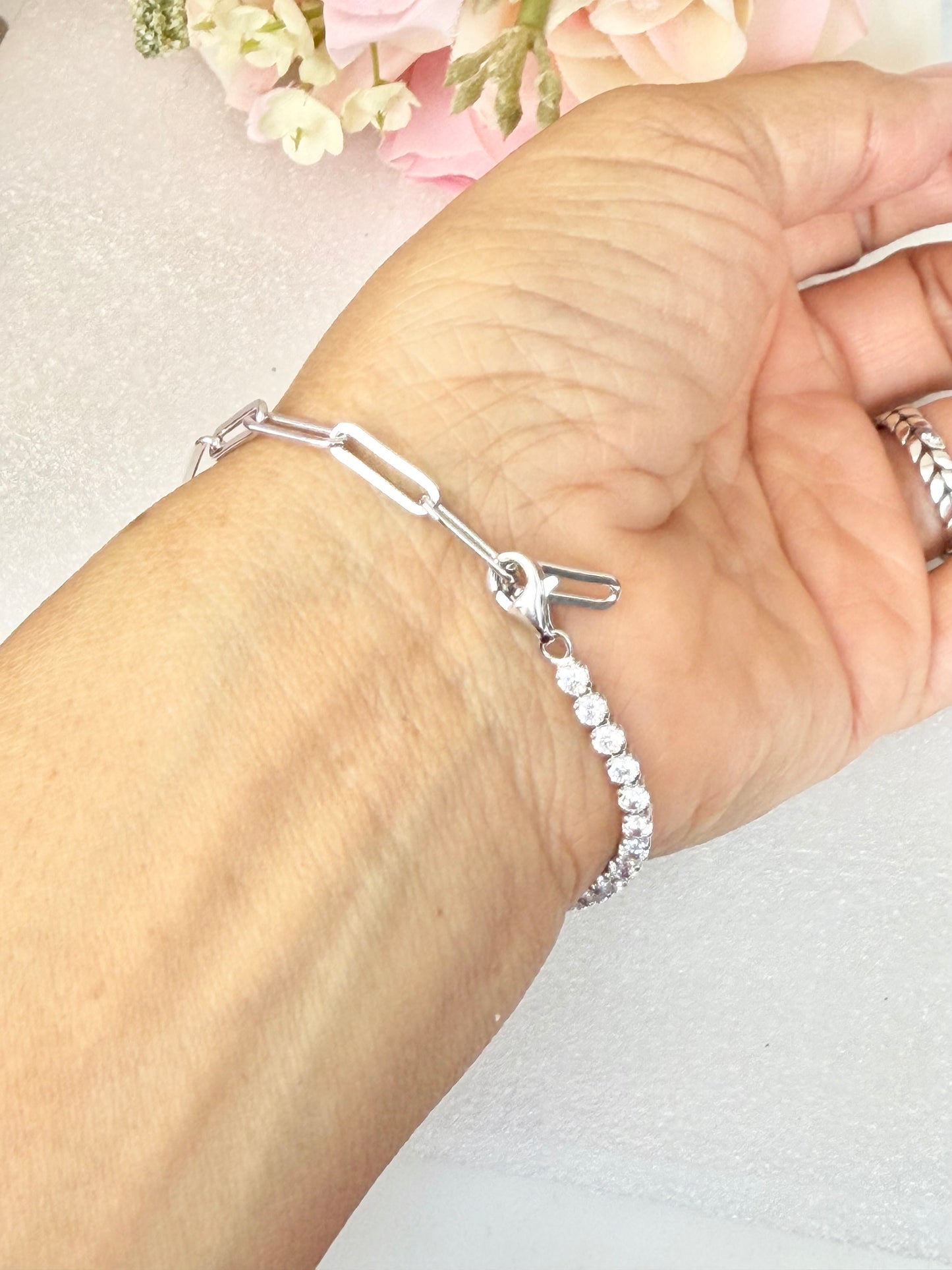 Pulsera de Plata 925 con Zirconias, Tipo Clip