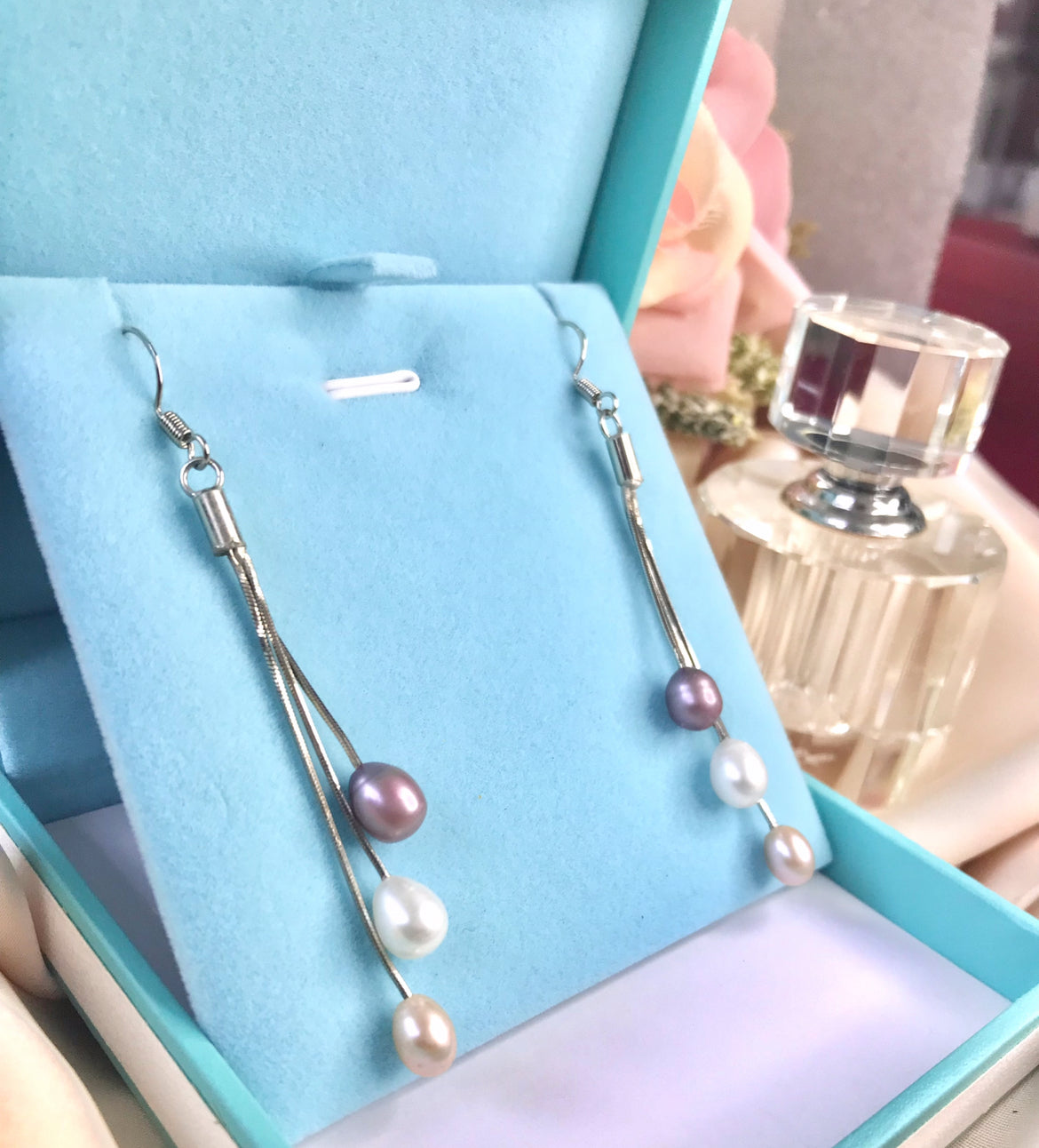 Aretes de Plata 925 con Perlas Cultivadas modelo Colgante