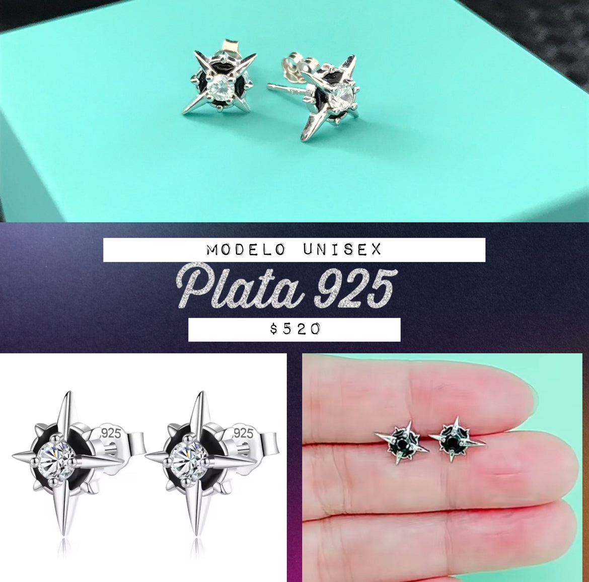 Aretes de Plata 925 con Zirconia