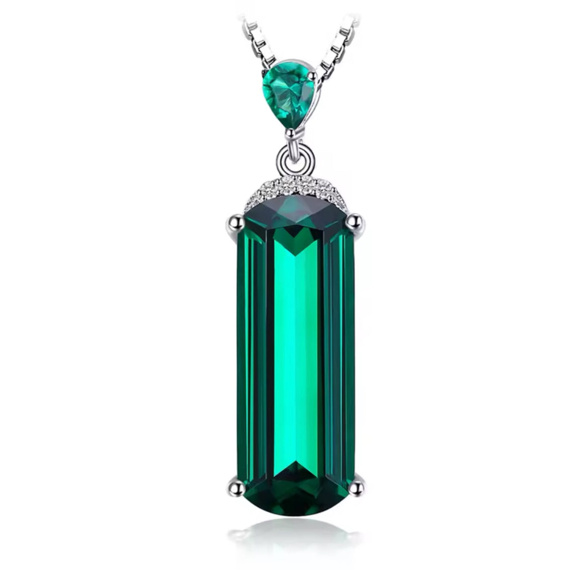Dije y Cadena de Plata 925 con Zirconia Verde