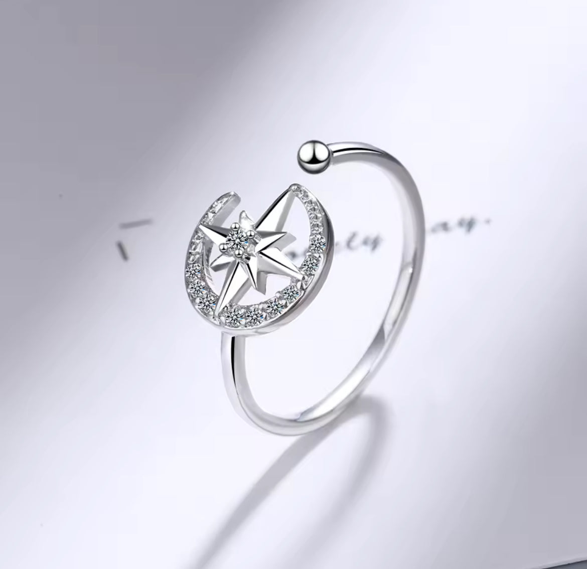 Anillo de Plata 925 con Zirconias, Ajustable