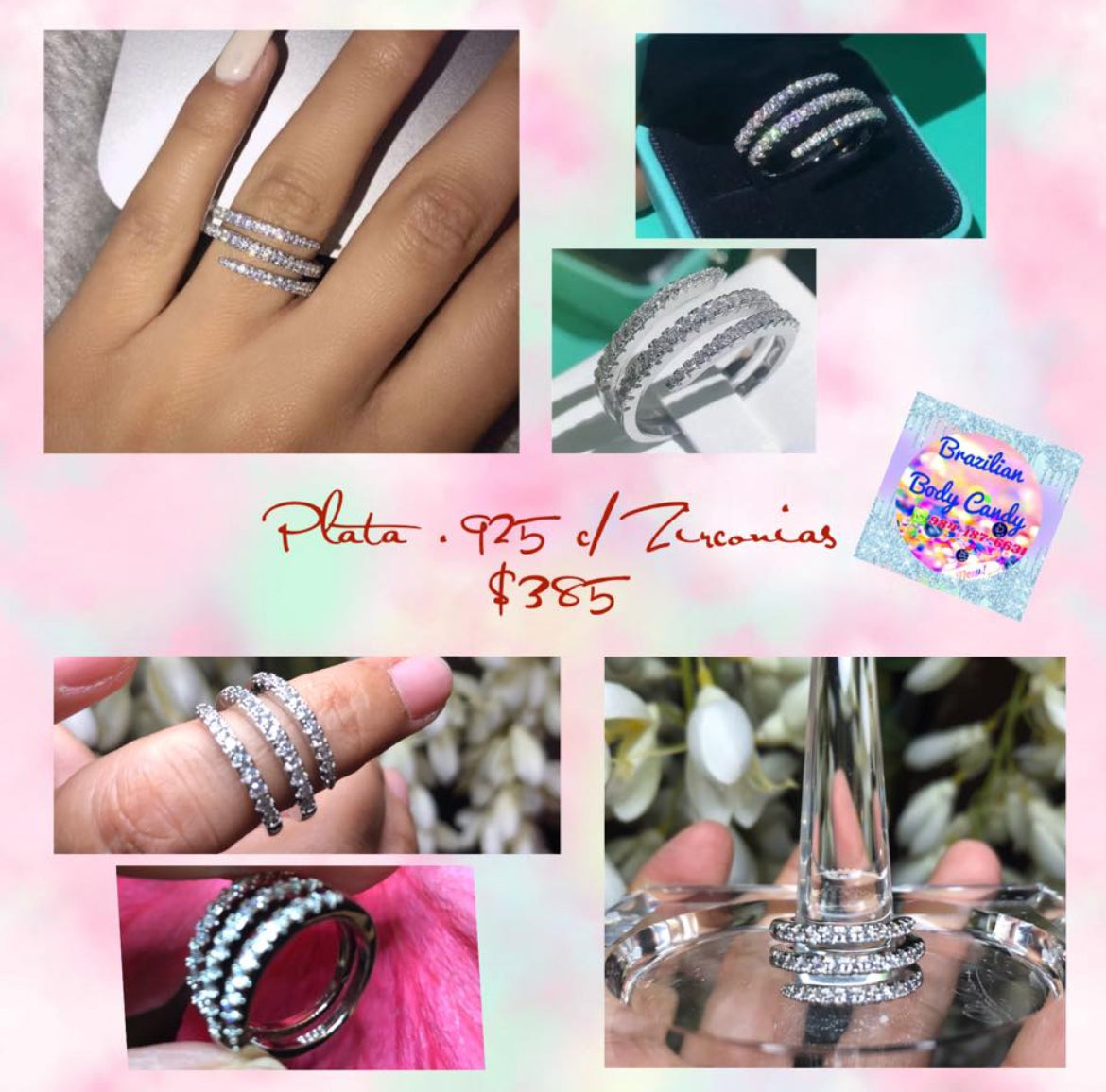 Anillo de Plata 925 con Zirconias modelo Espiral Triple