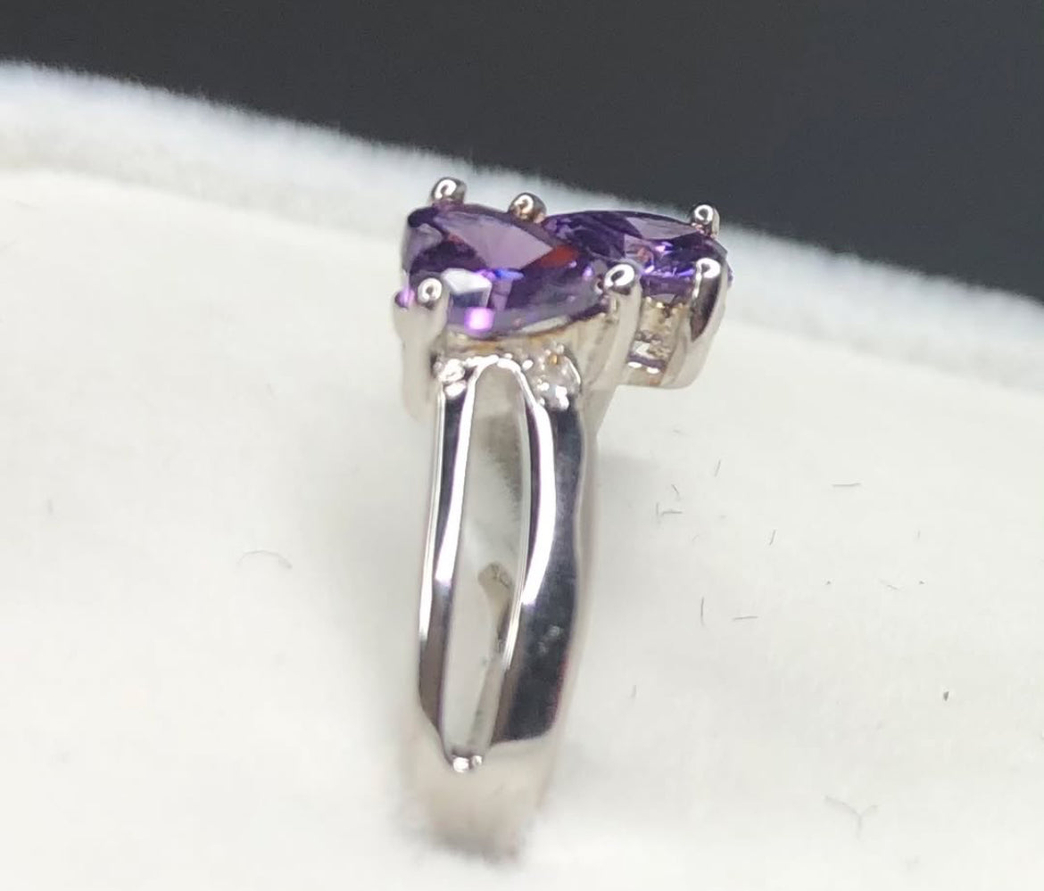 Anillo de Plata 925 con Zirconias modelo Tu y Yo modelo Corazón