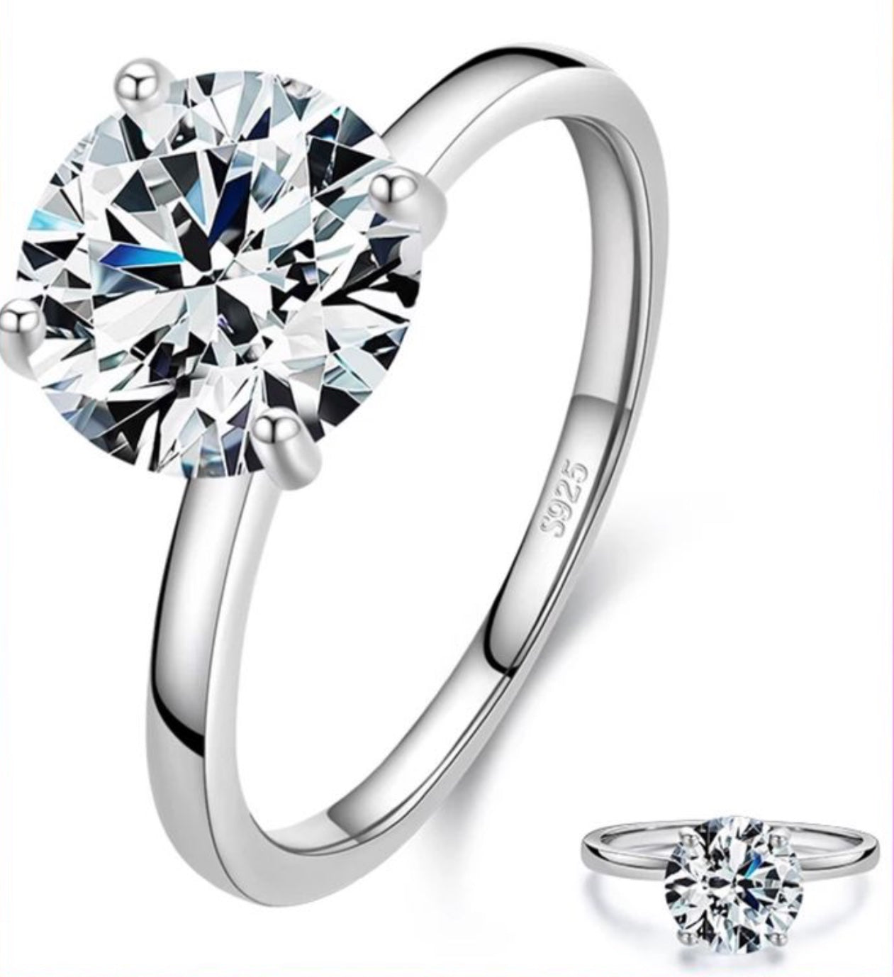 Anillo Solitario, de Plata 925 con Zirconia