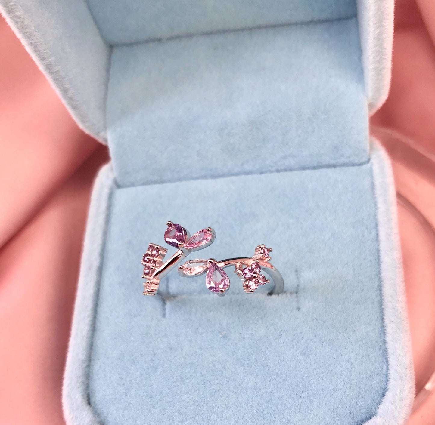Anillo de Plata 925 con Zirconias, Ajustable