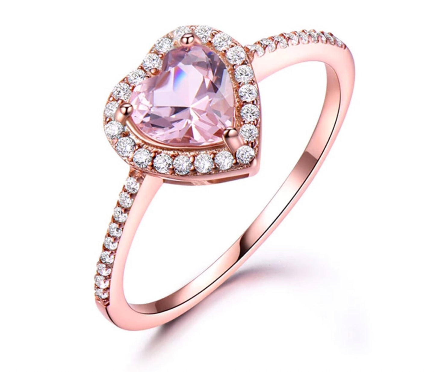 Anillo de Plata 925 con Oro Rosa y Nano Morganita modelo Corazón