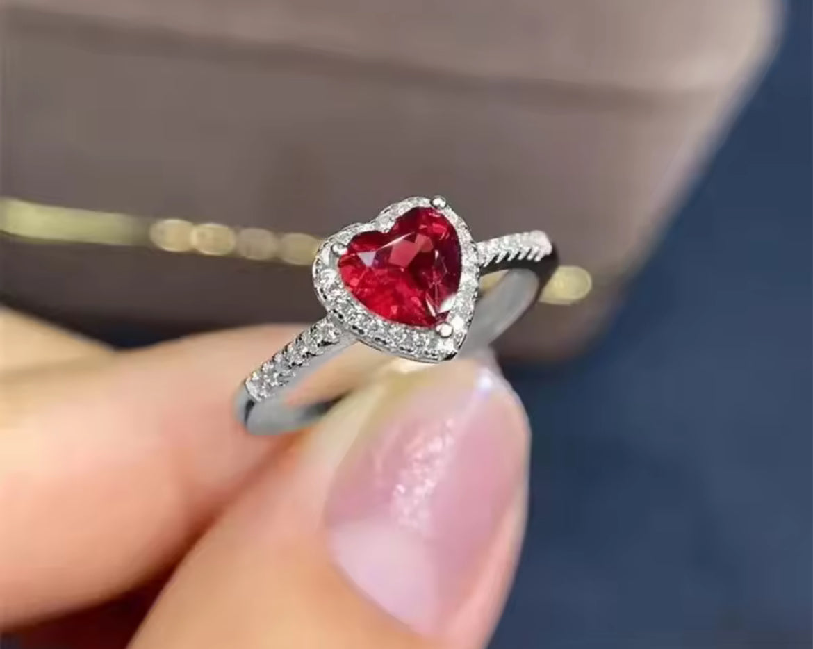 Anillo de Plata 925 con Zirconia Corte ❤️ Corazón
