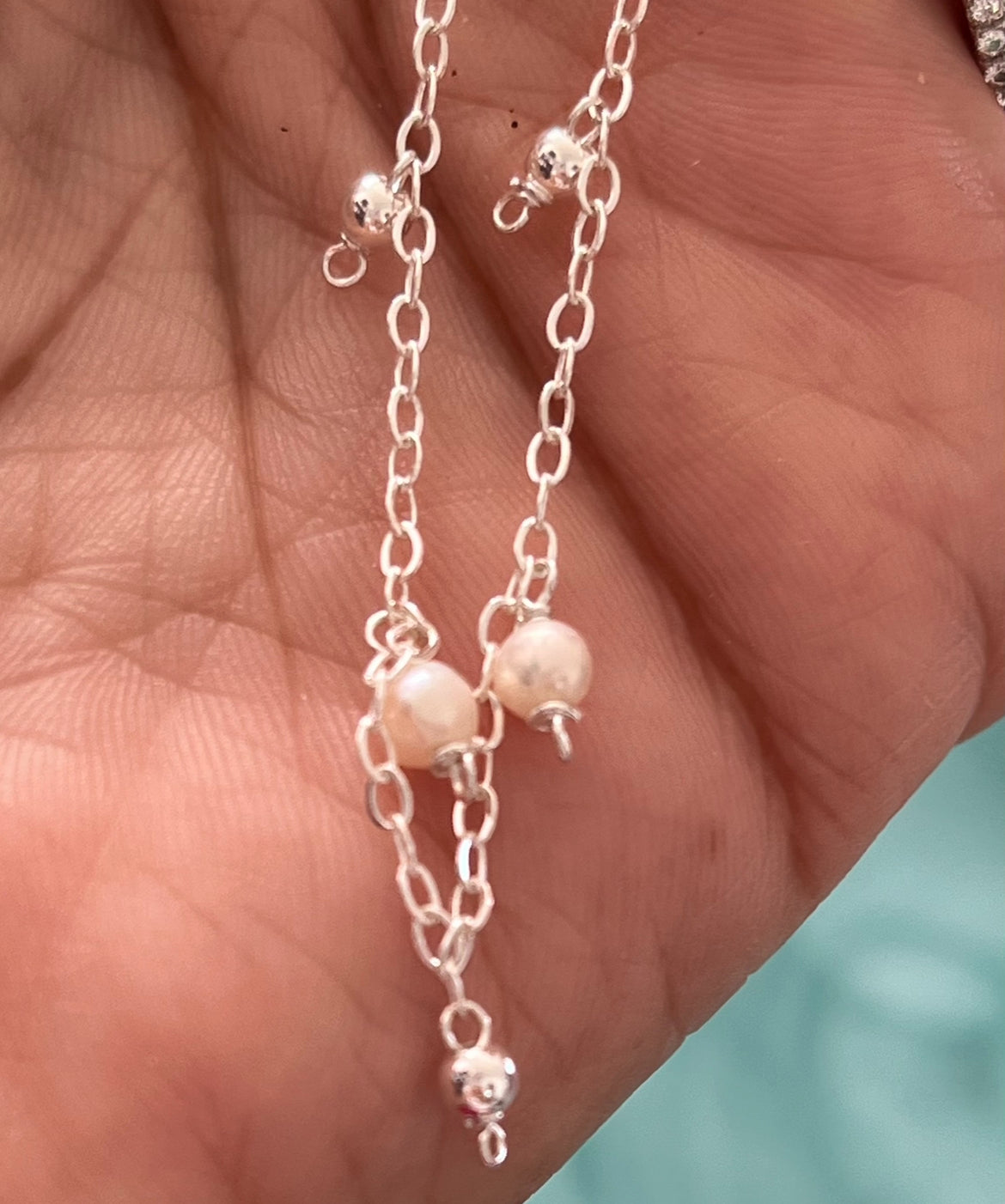 Tobillera de Plata 925 con Perlas de Río