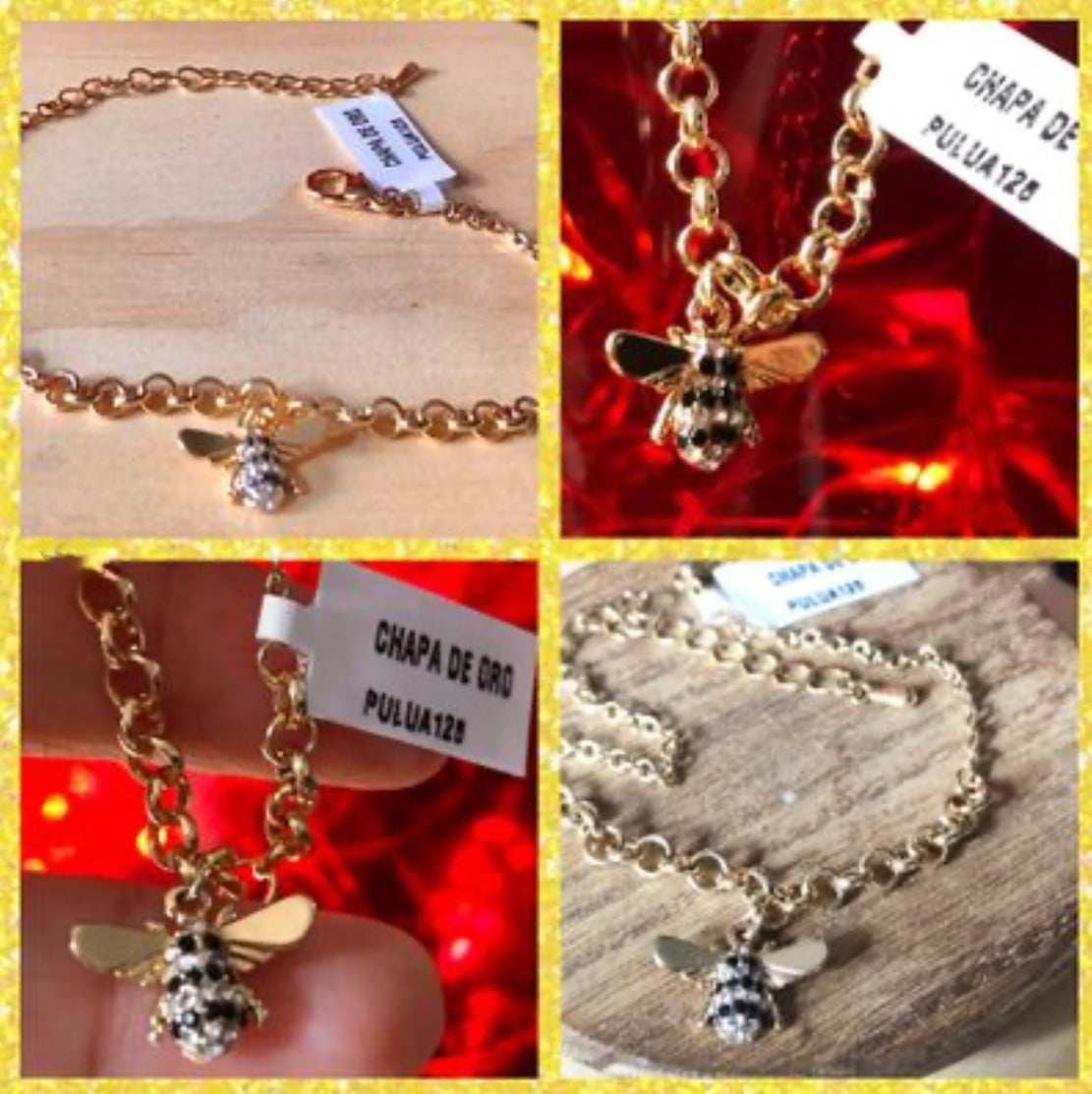 Pulsera en Chapa de Oro de 14k modelo Abeja