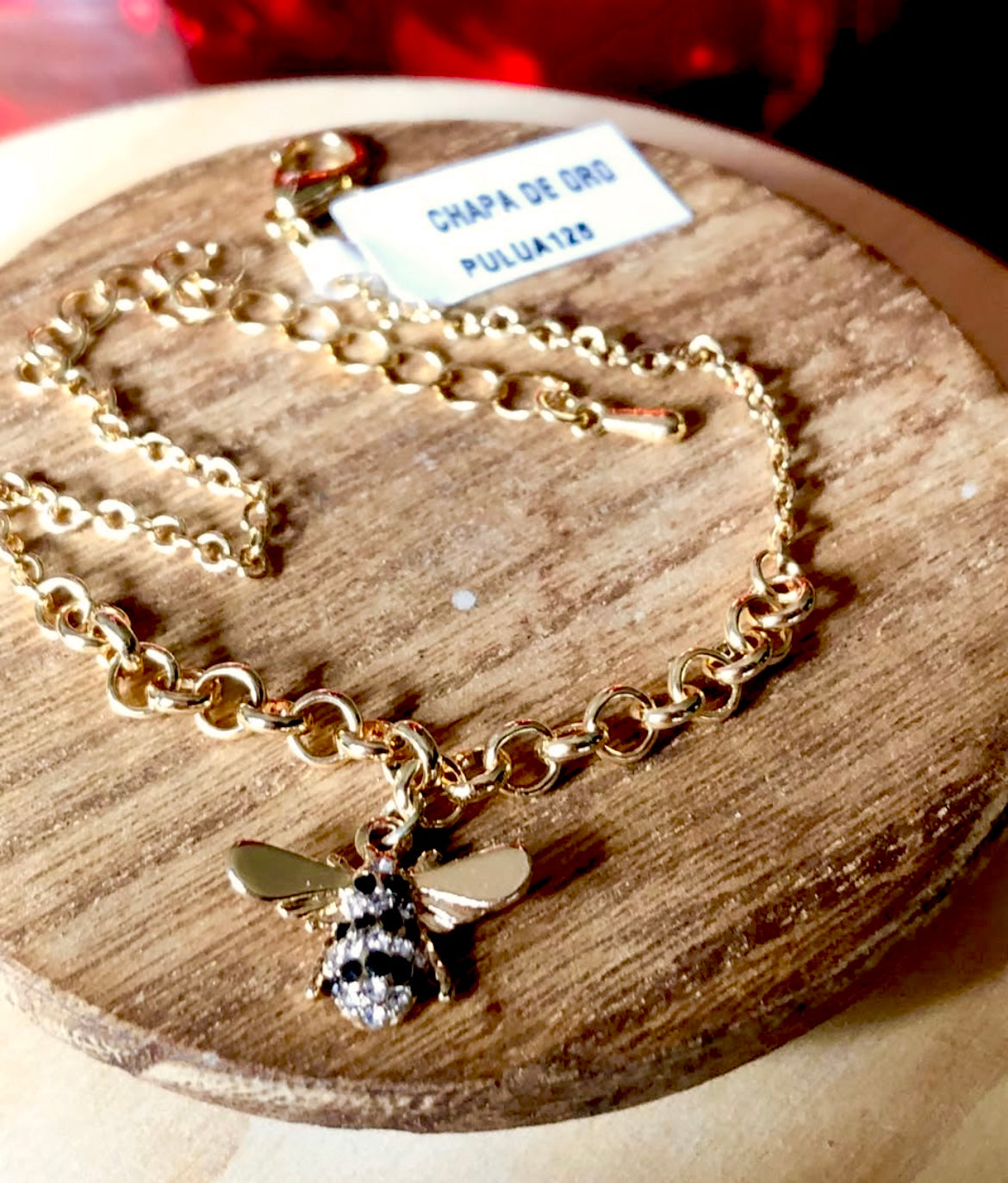 Pulsera en Chapa de Oro de 14k modelo Abeja