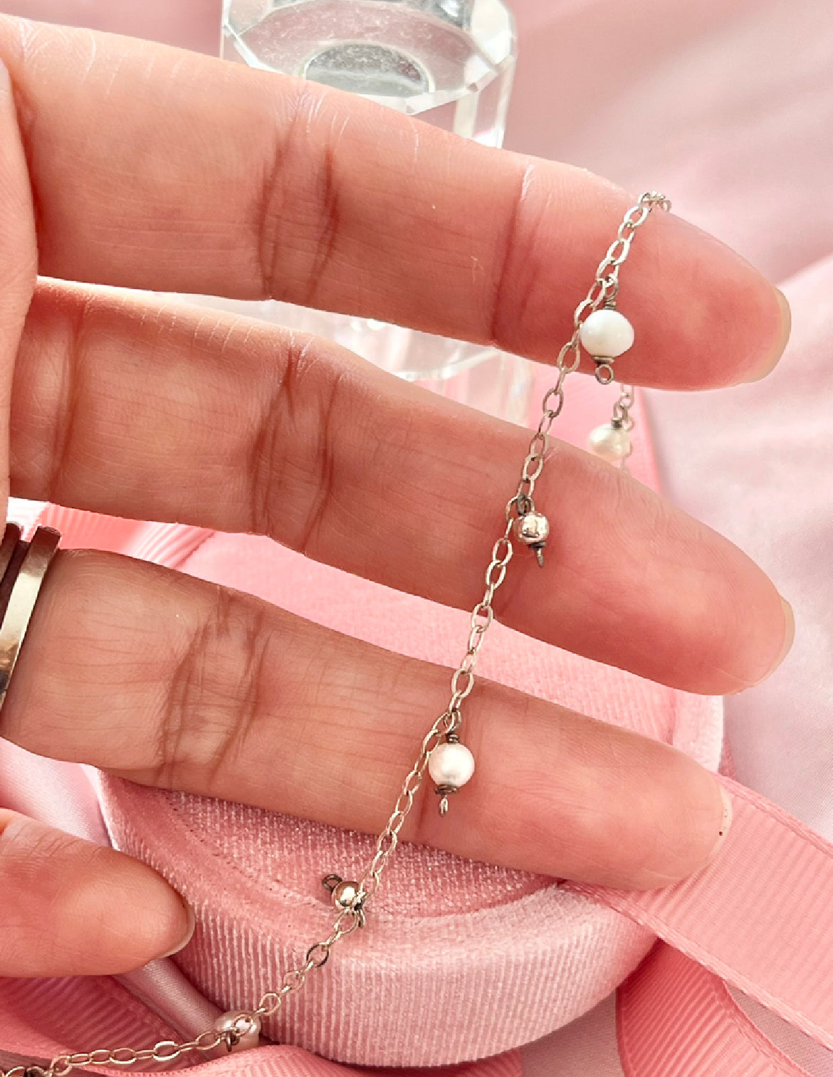 Tobillera de Plata 925 con Perlas de Río
