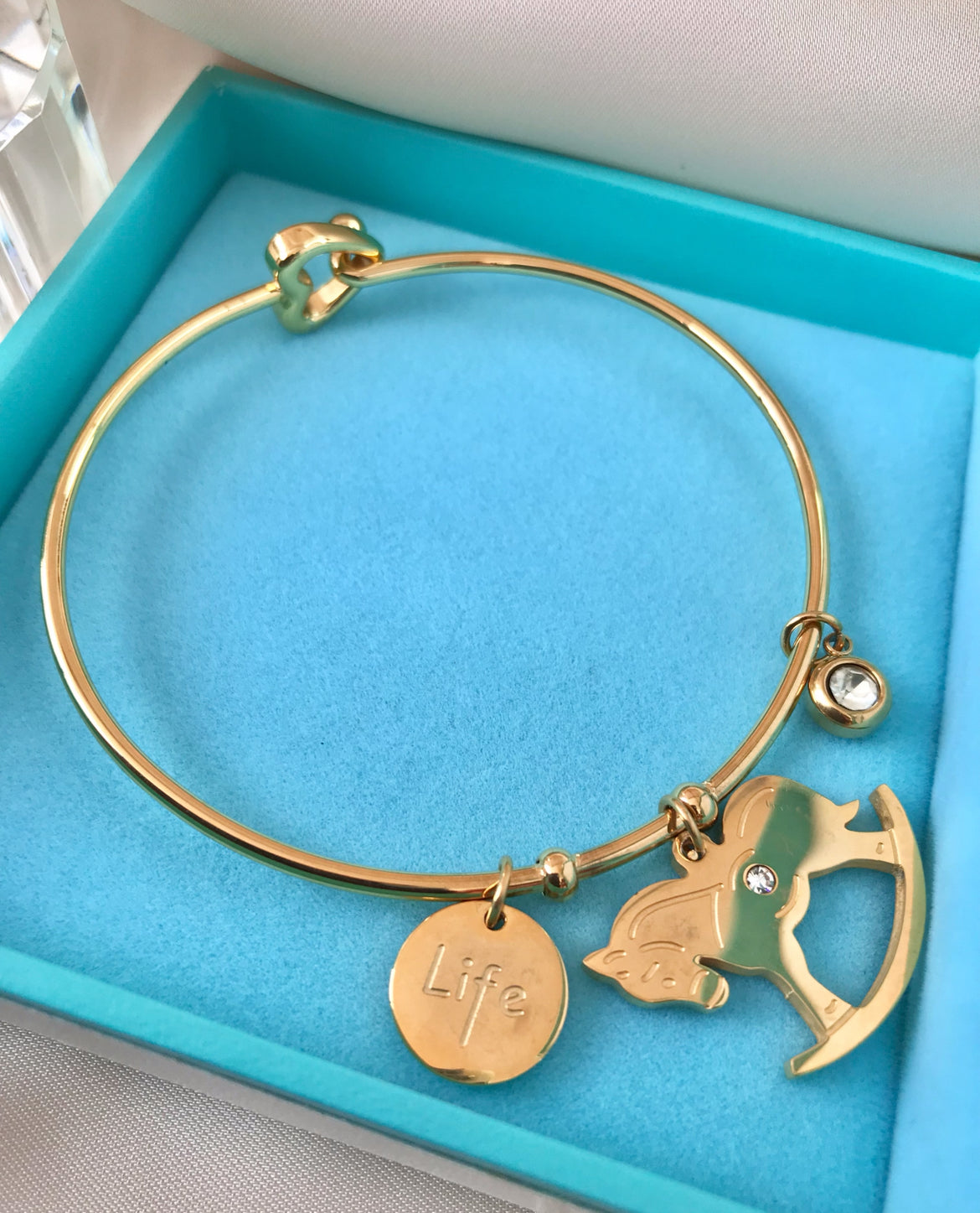 Pulsera Rígida de Acero Inoxidable con Zirconia