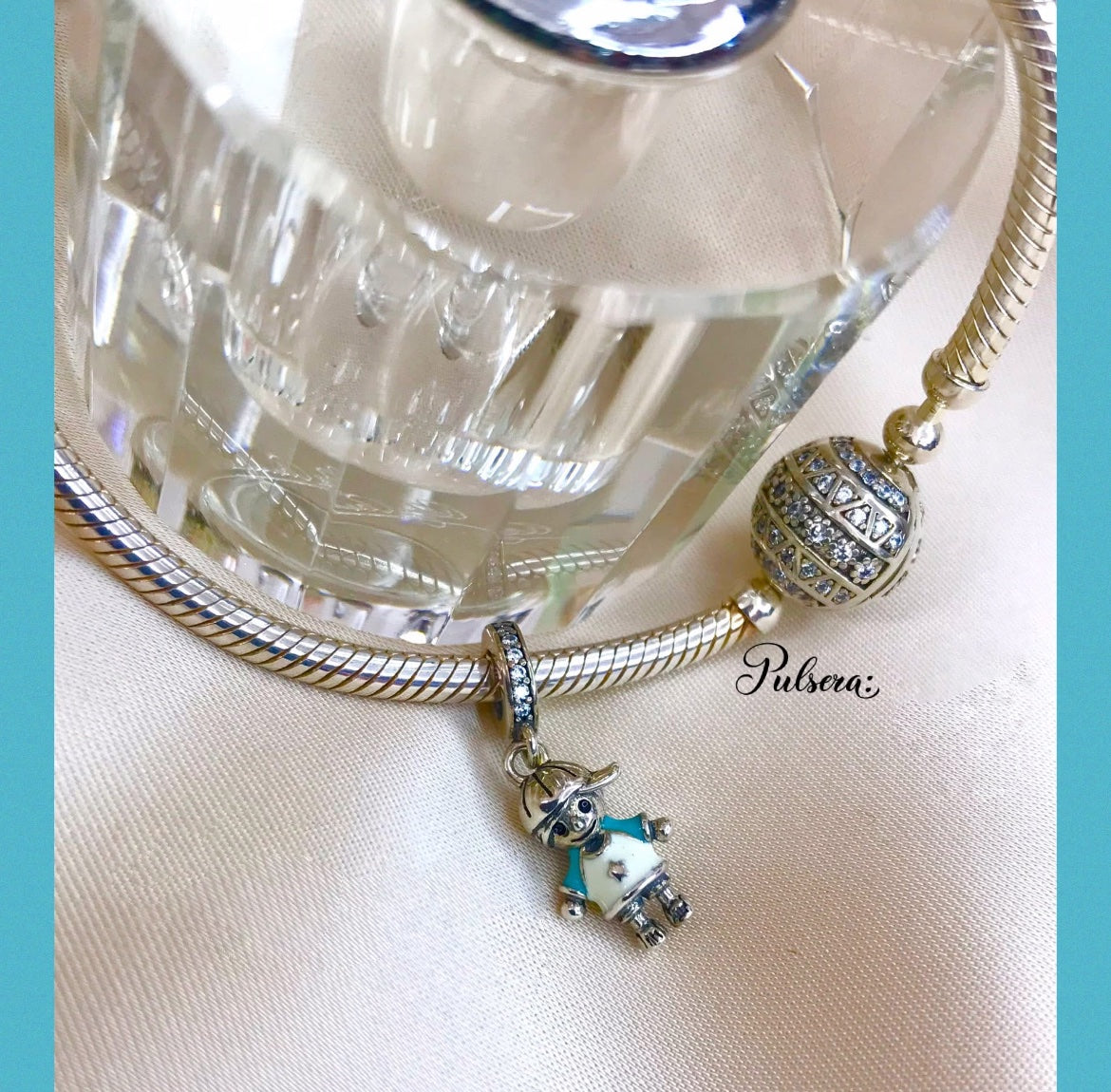 Pulsera de Plata 925 con Zirconias para Dijes