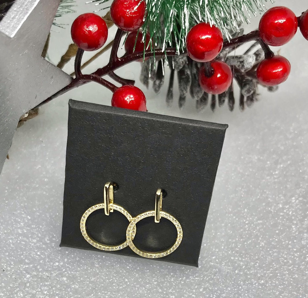 Aretes de Plata 925 bañada en Oro 14k con Zirconias