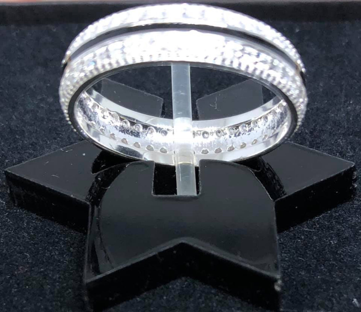Argolla de Plata 925 Hecha Artesanalmente con Zirconias