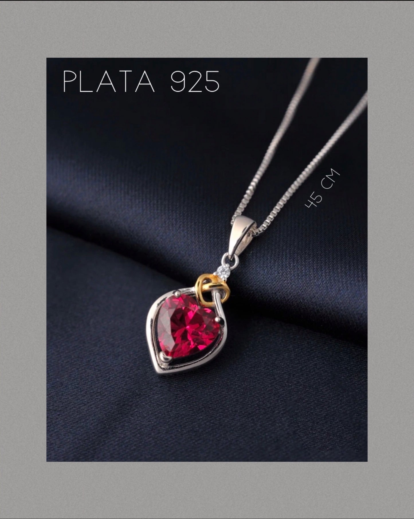 Cadena y Dije de Plata 925, con Zirconias, modelo Corazón Infinito