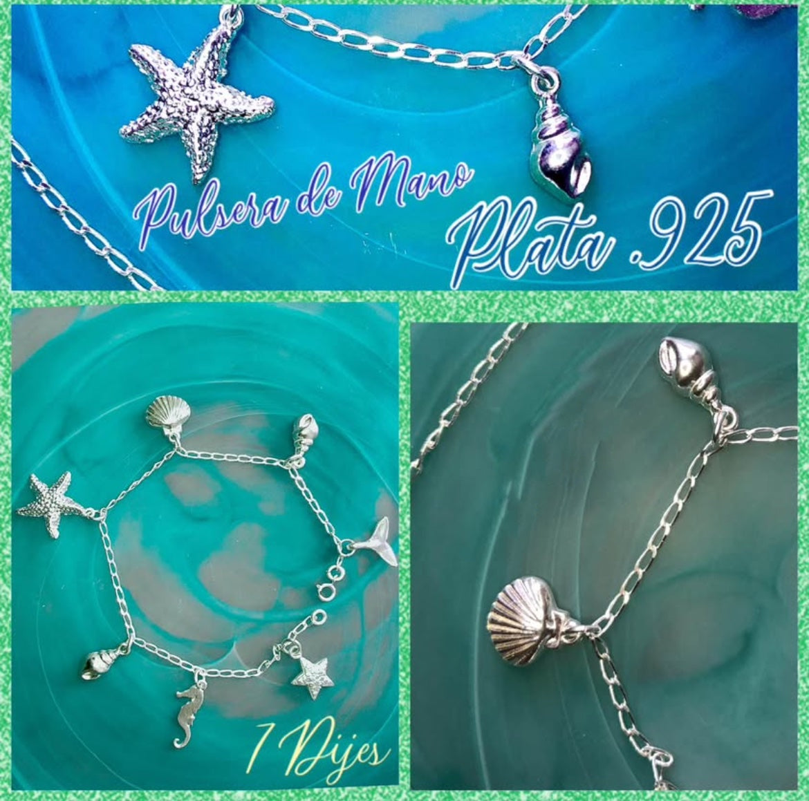 Pulsera de Plata 925 con 7 Dijes