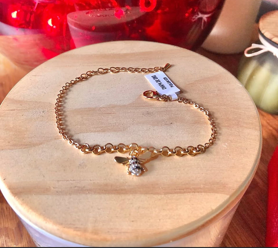 Pulsera en Chapa de Oro de 14k modelo Abeja