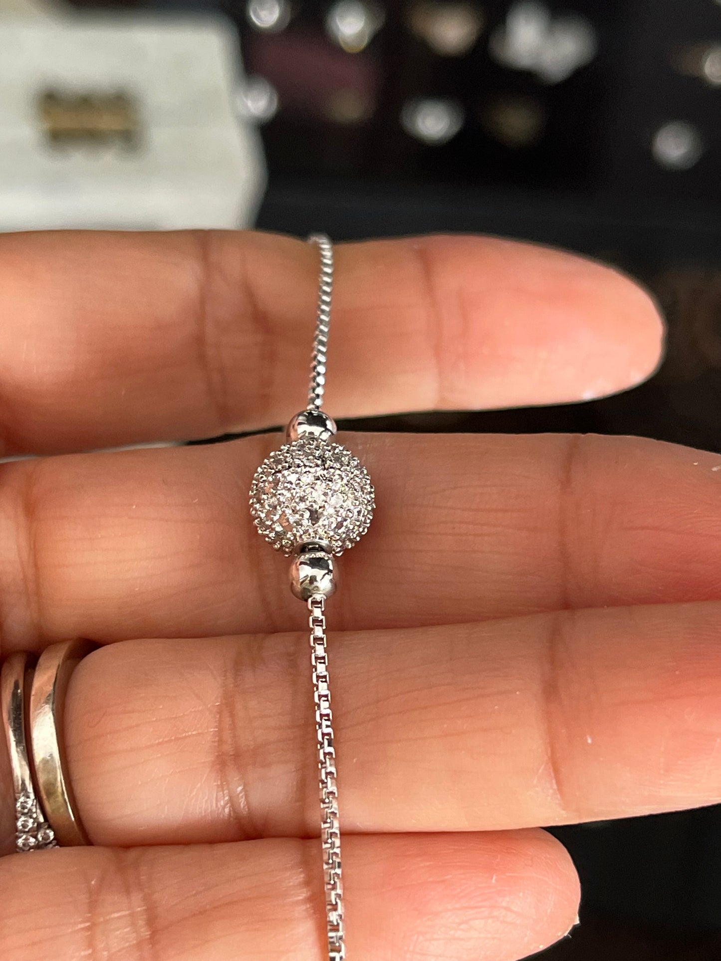 Pulsera 100% Ajustable en Chapa de Rodio con Zirconias