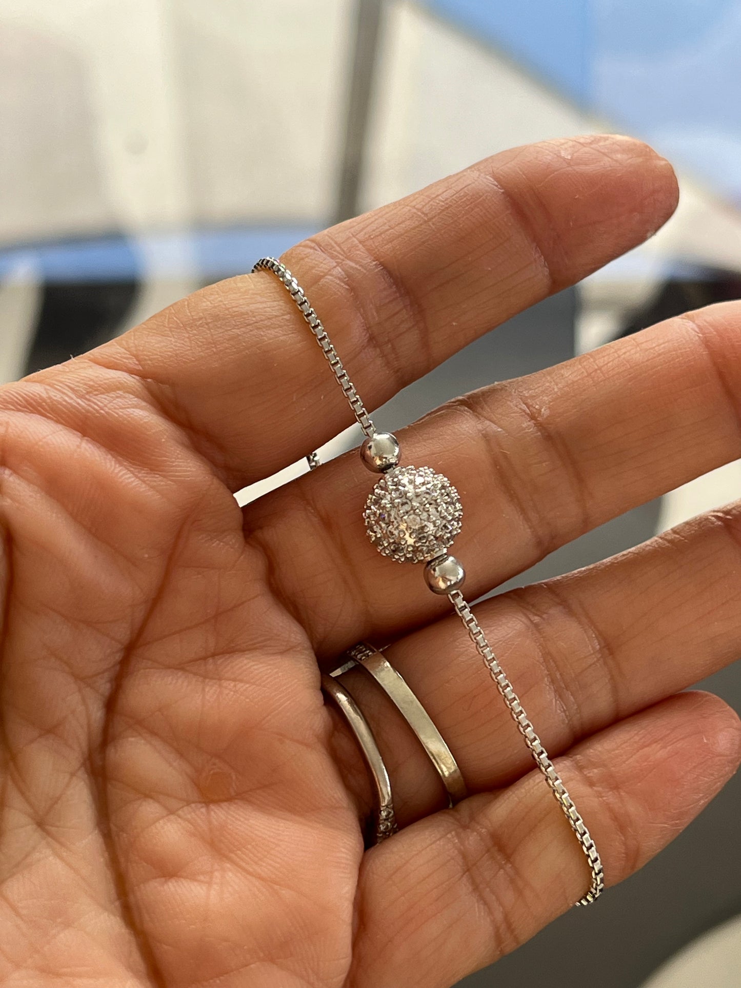 Pulsera 100% Ajustable en Chapa de Rodio con Zirconias