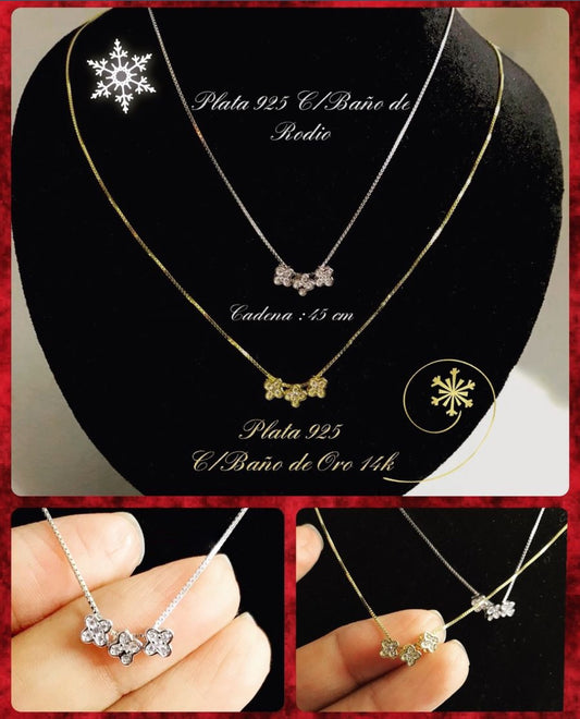 Cadena de Plata 925 con Dijes de Flores