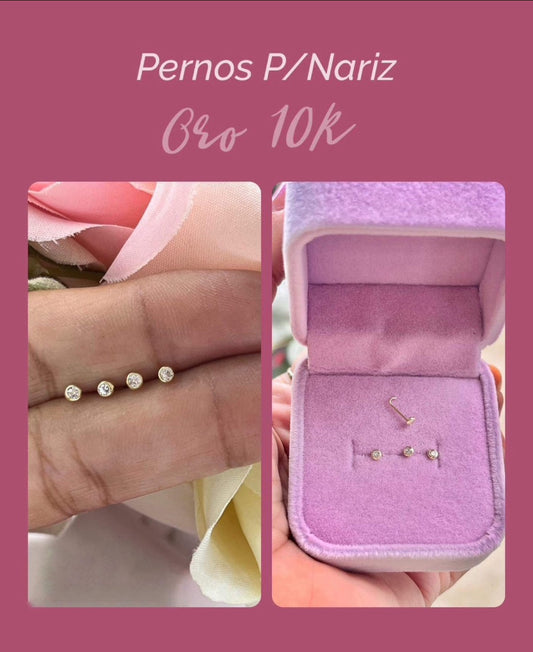 Perno para Nariz en Oro 10k modelo Bisel