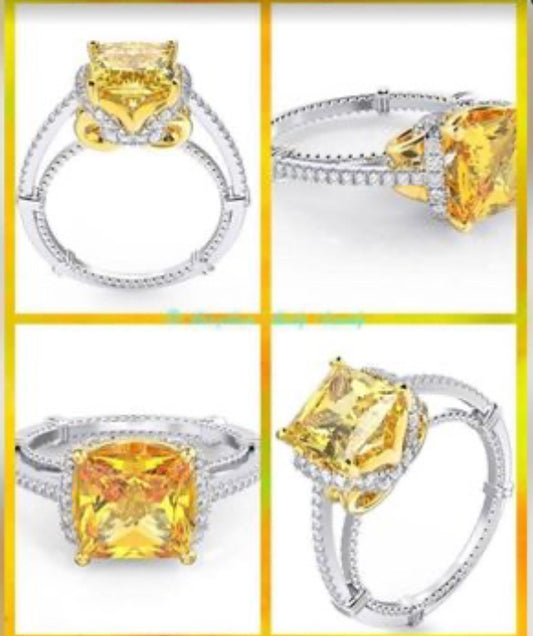 Anillo de Plata 925 con Citrino y Zirconias