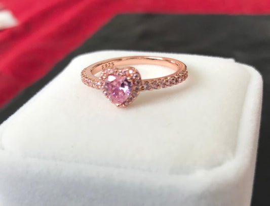 Anillo de Plata 925, con Baño de Oro Rosa, modelo Corazón