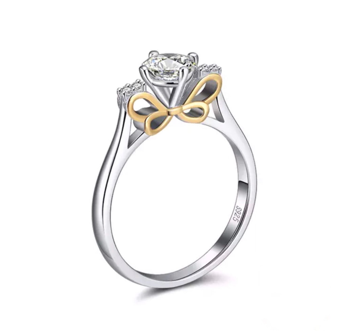 Anillo de Plata 925 con Moño bañado en Oro de 14k