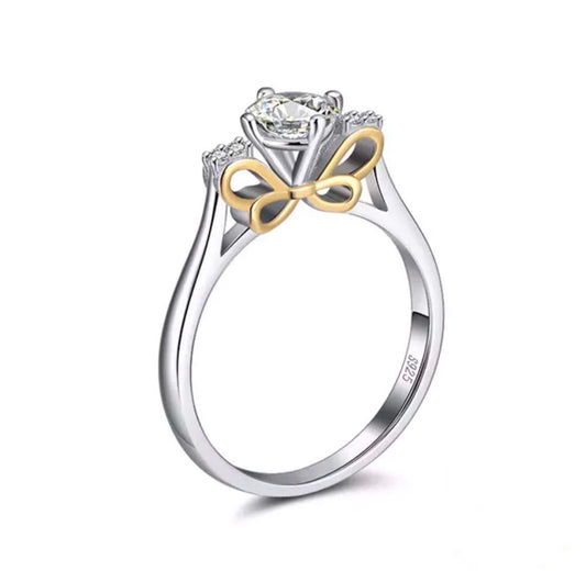 Anillo de Plata 925 con Moño bañado en Oro de 14k