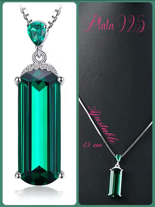 Dije y Cadena de Plata 925 con Zirconia Verde