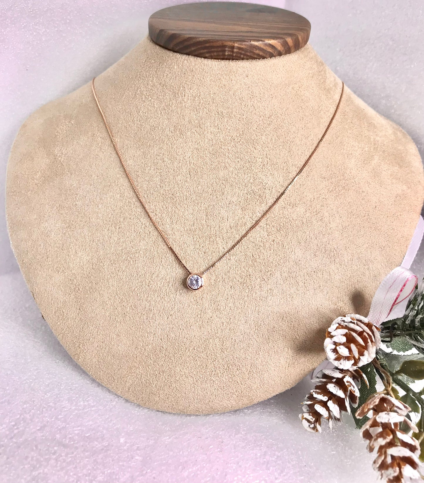 Cadena de Plata 925 bañada con Oro Rosa y Zirconia