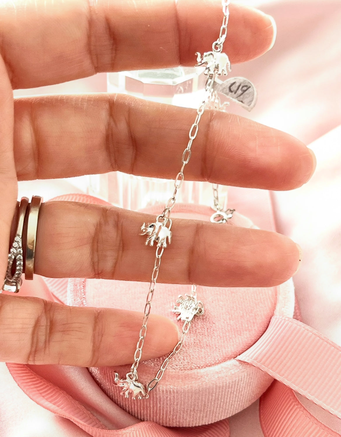 Tobillera de Plata 925 con Charms de Elefante