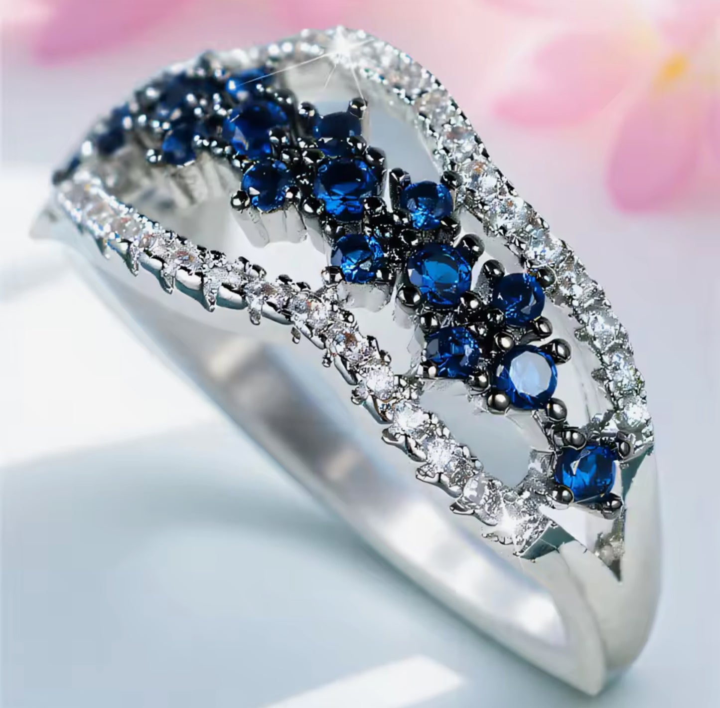Anillo de Plata 925 con Zafiros y Zirconias