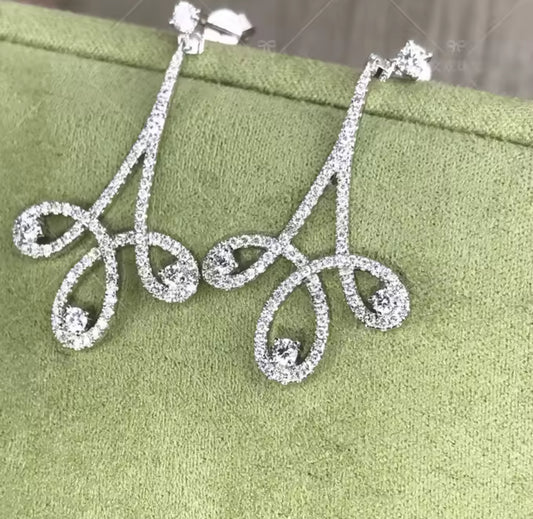 Aretes Colgantes de Plata 925 con Zirconias