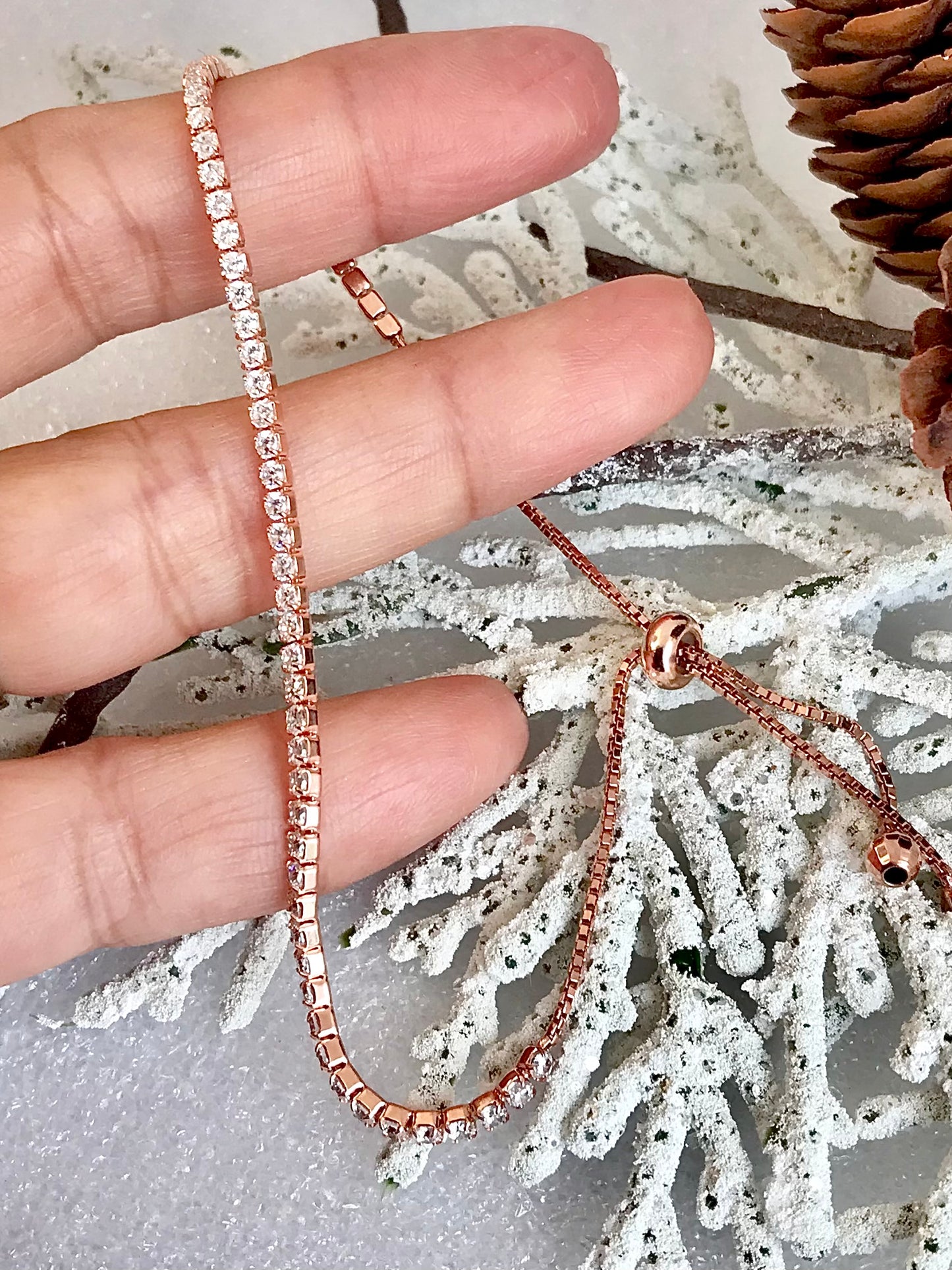 Pulsera modelo Tennis de Plata 925 bañada en Oro Rosa