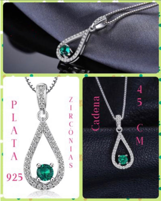 Cadena y Dije de Plata 925, con Zirconias
