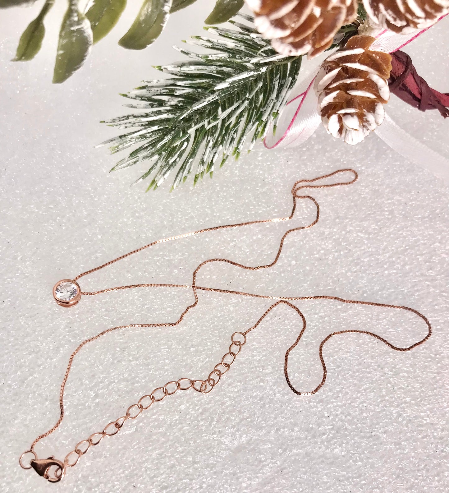 Cadena de Plata 925 bañada con Oro Rosa y Zirconia