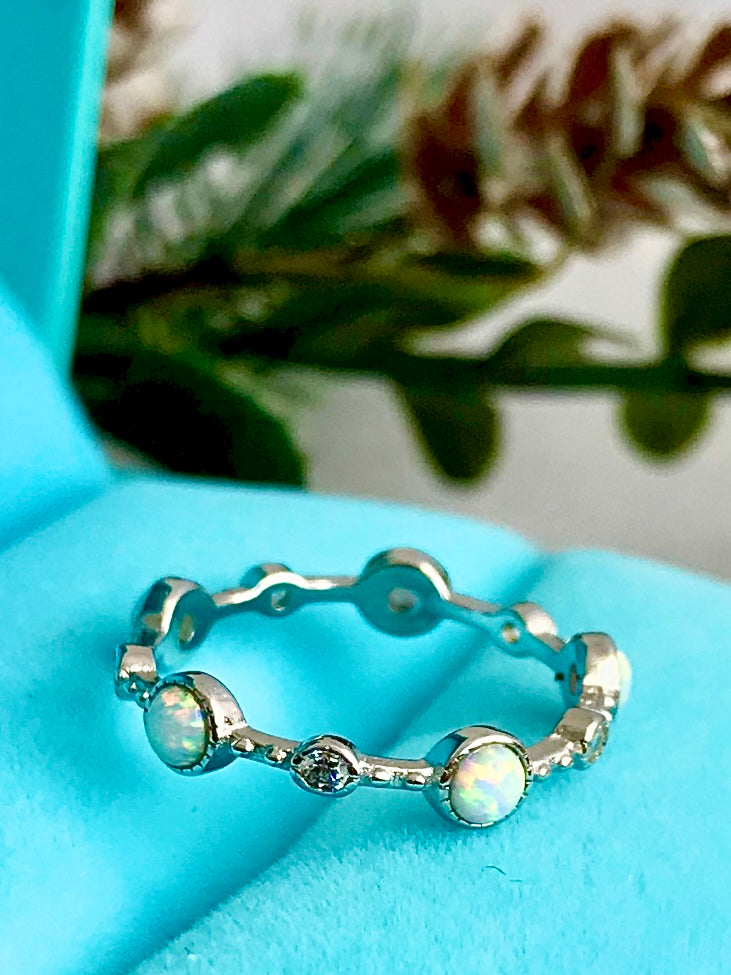 Churumbela de Plata 925 con Ópalo Natural y Zirconias