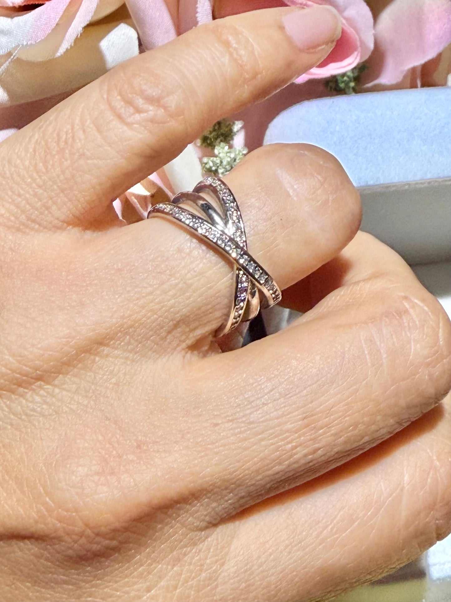 Anillo de Plata 925 con Zirconias, Ajustable